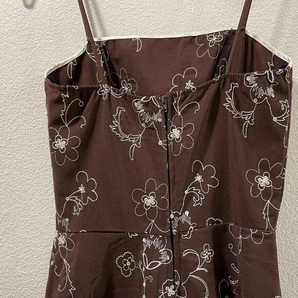 STEPPIN' OUT VTG Embroidery, Sequin Spaghetti Strap Party Dress, Brown/Ivory - S - Picture 8 of 11